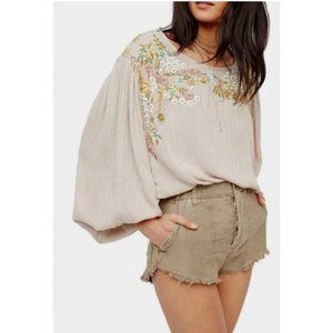 Free People Women's Raw and Patched Standoff Shorts in Beige